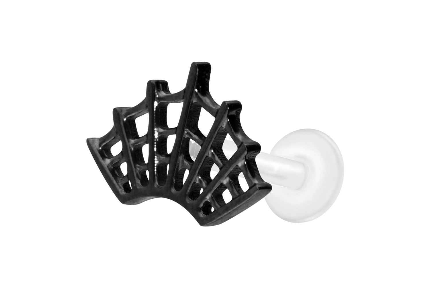 PTFE Labret Piercing mit Innengewinde + Titan-Aufsatz SPINNENNETZ